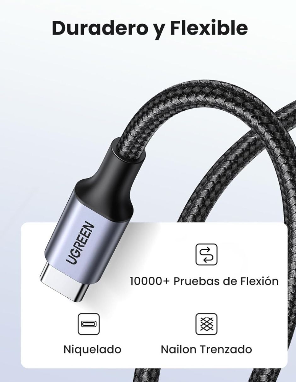 Cargador pared Robot y cable USB C a C 100W de 1m USB tipo A + USB tipo C 65 W 2