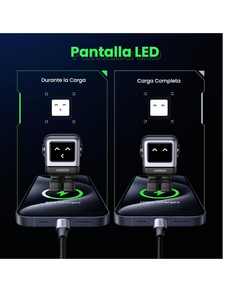 Cargador pared Robot cable USB C 100W de 1m USB tipo C 30 W 3