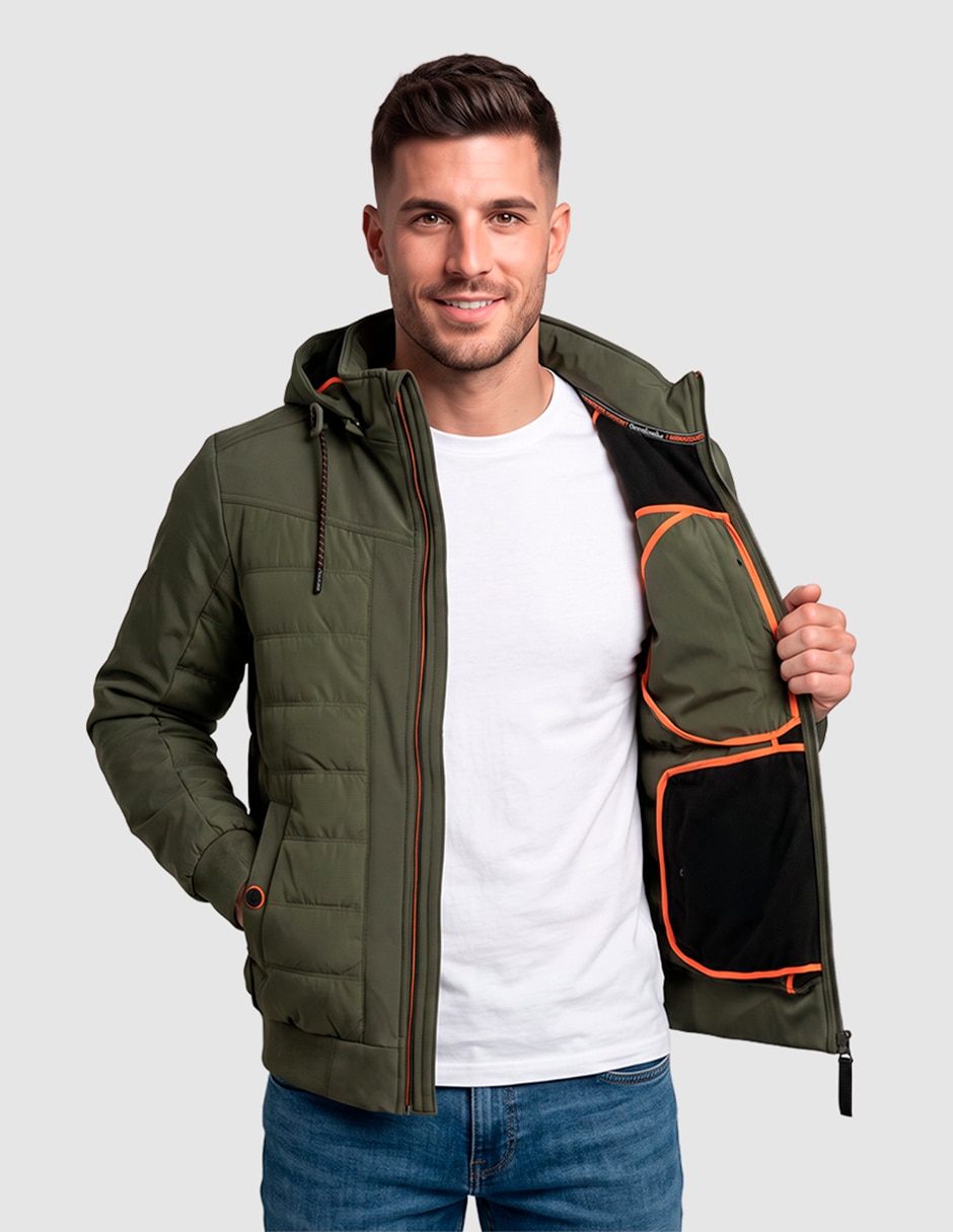 Chamarra casual con capucha y bolsa para hombre 5
