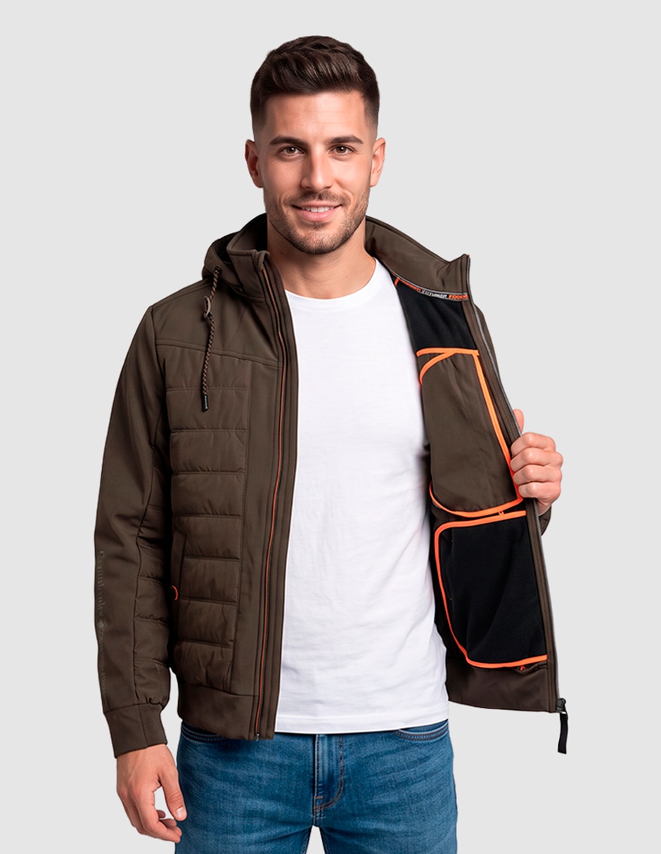 Chamarra casual con capucha y bolsa para hombre 2
