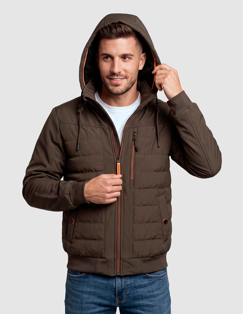 Chamarra casual con capucha y bolsa para hombre 3