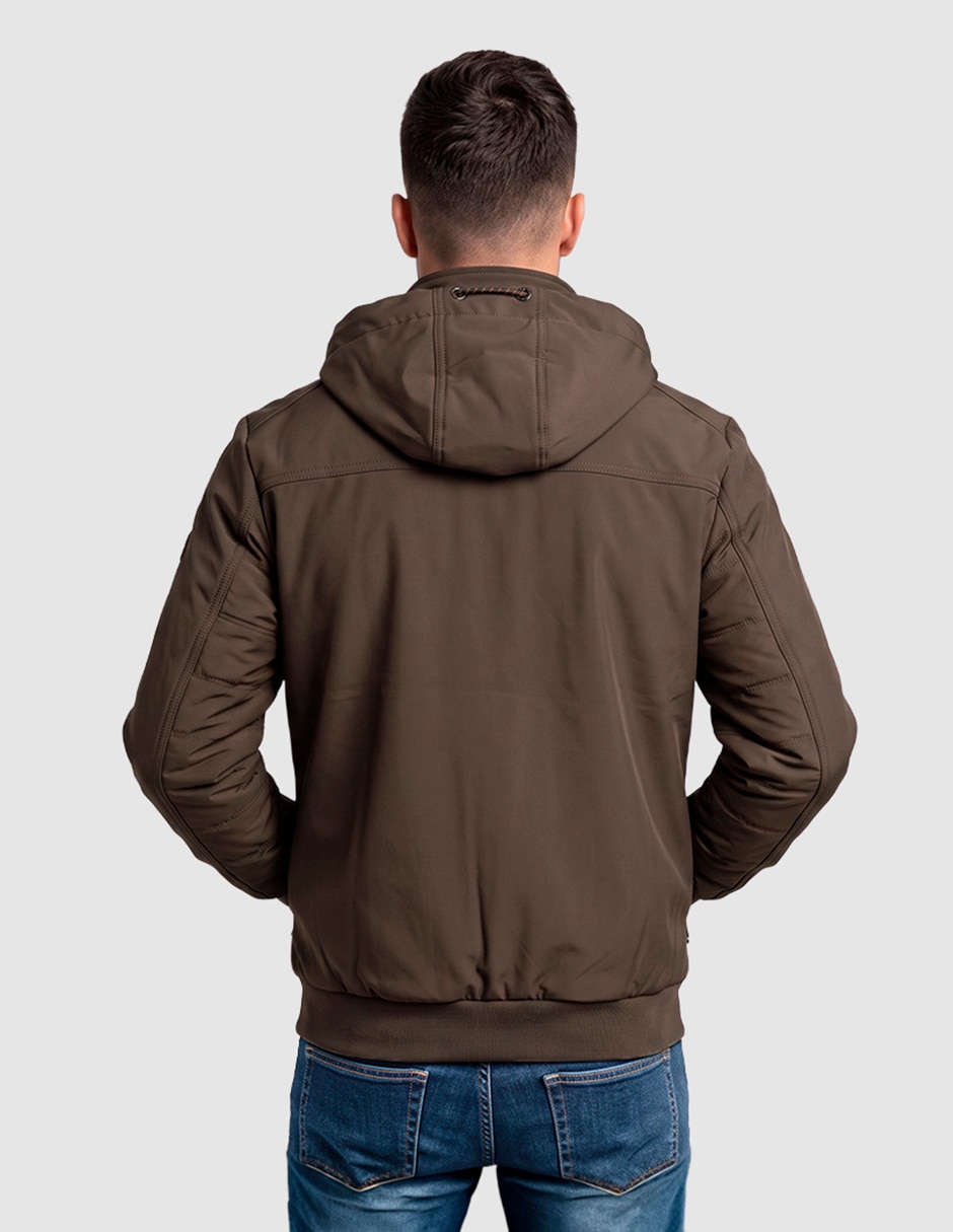 Chamarra casual con capucha y bolsa para hombre 4