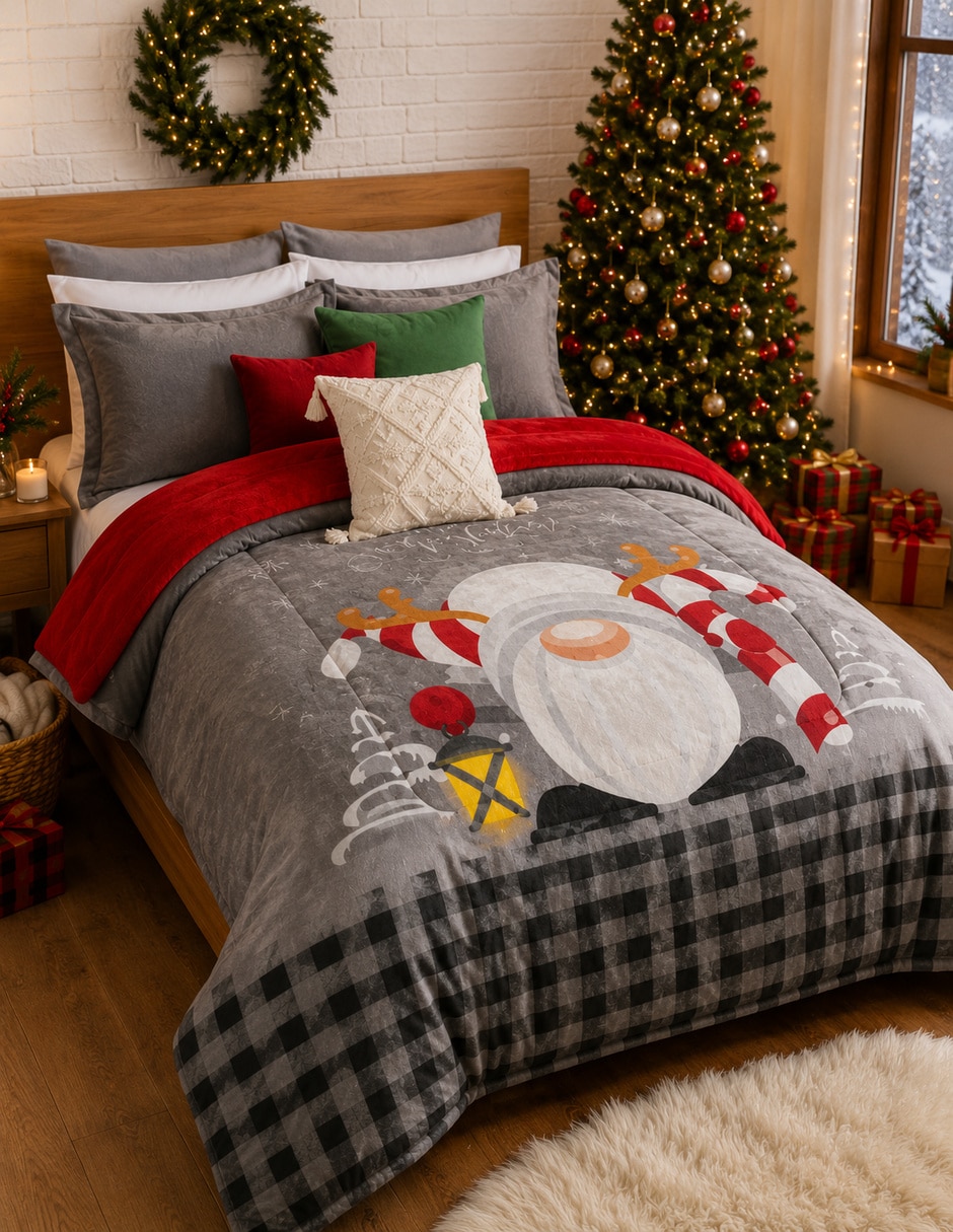Cobertor Personajes navideños estampado Escocés 5