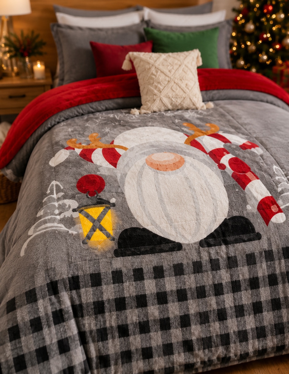 Cobertor Personajes navideños estampado Escocés 4