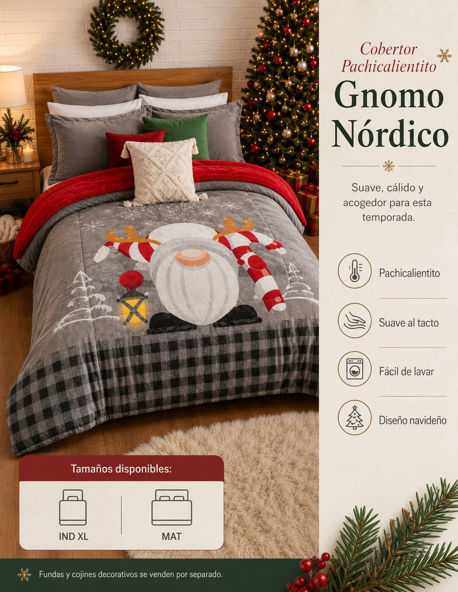 Cobertor Personajes navideños estampado Escocés 2
