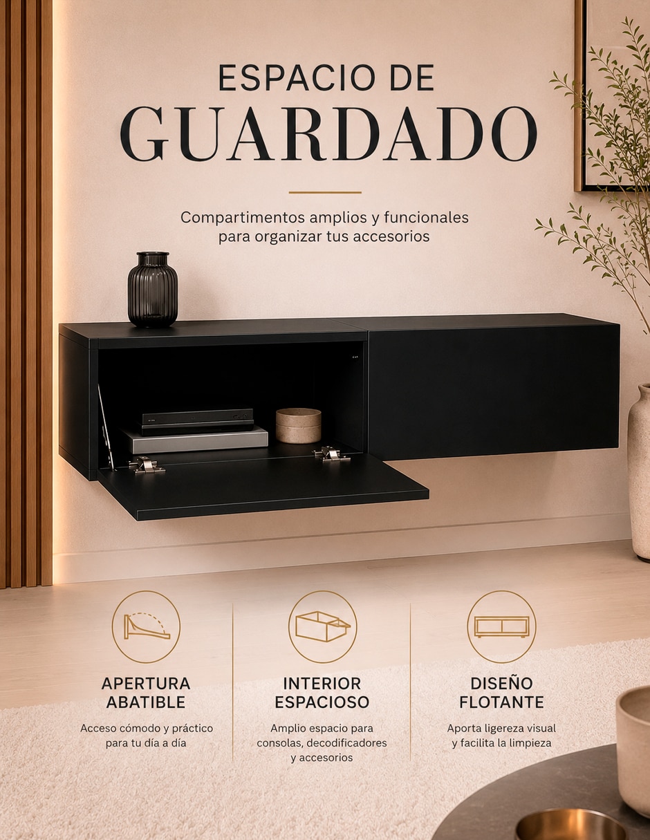 Mueble flotante para tv armable de mdf 3