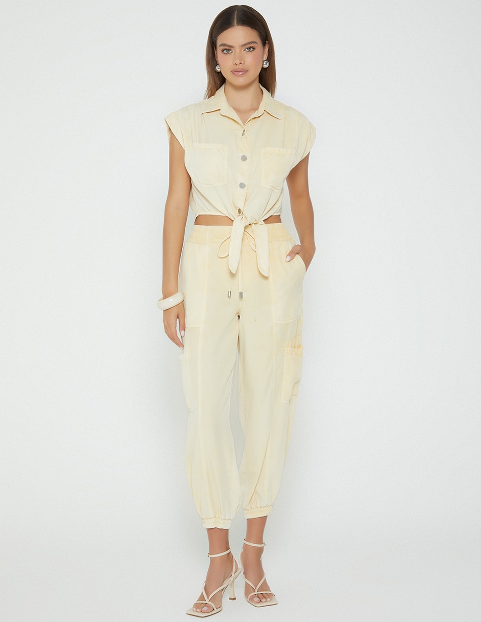 Blusa camisera sunset denim sin manga para mujer 5