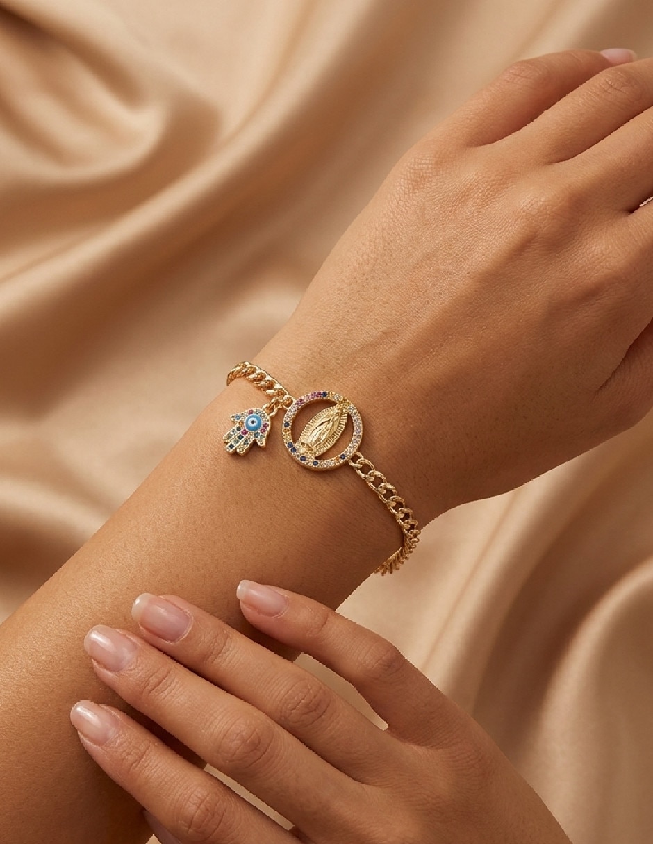 Pulsera de oro con zirconia 18 k 2