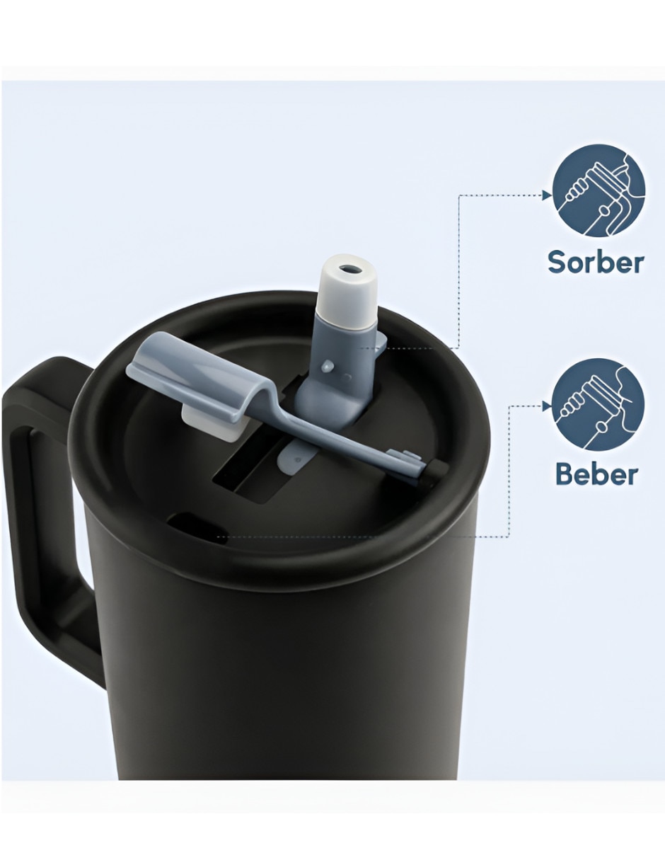 Termo doble pared de acero inoxidable con tapa doble rosca 1.1 L 2
