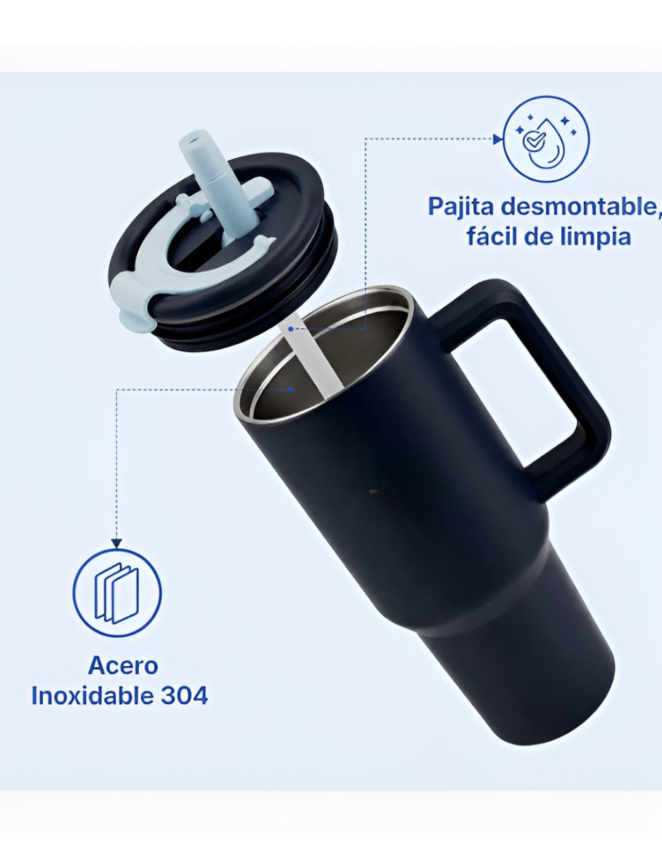 Termo doble pared de acero inoxidable con tapa doble rosca 1.1 L 2