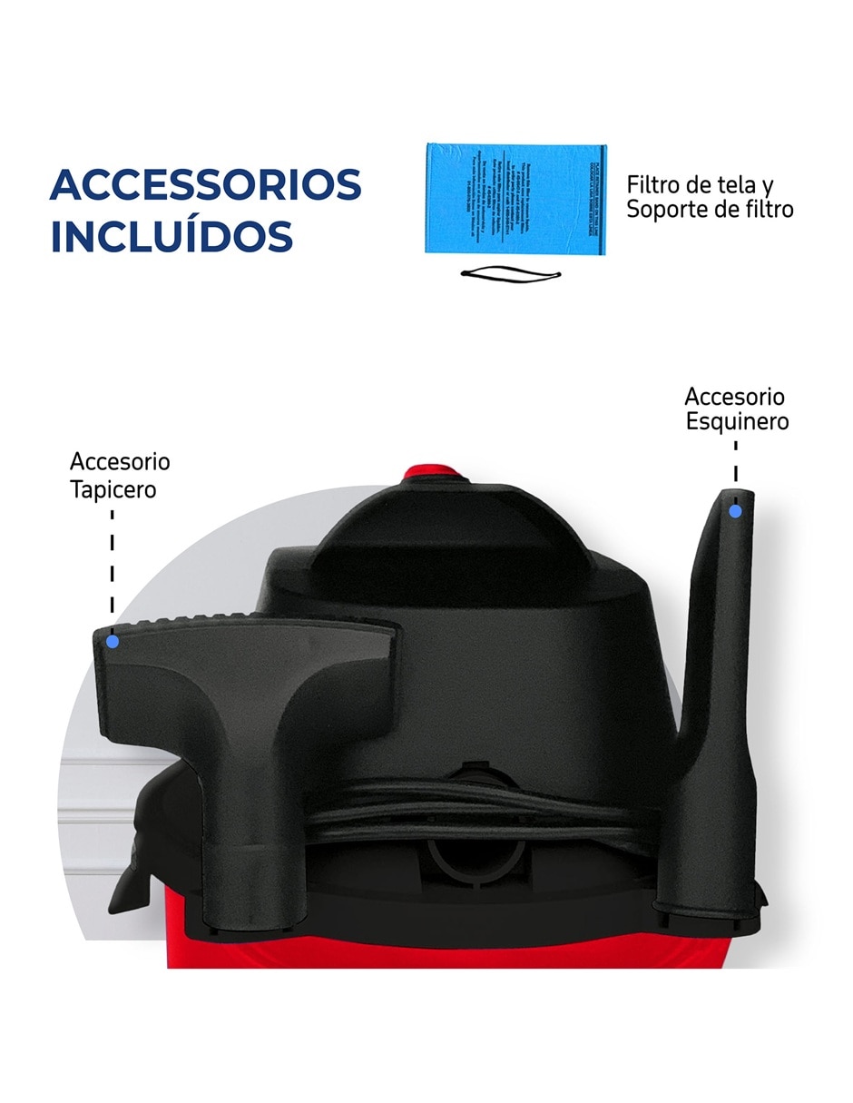 Aspiradora Devoradora Seco-Mojado 2.5 Galones SM-2.5 8 litros 3