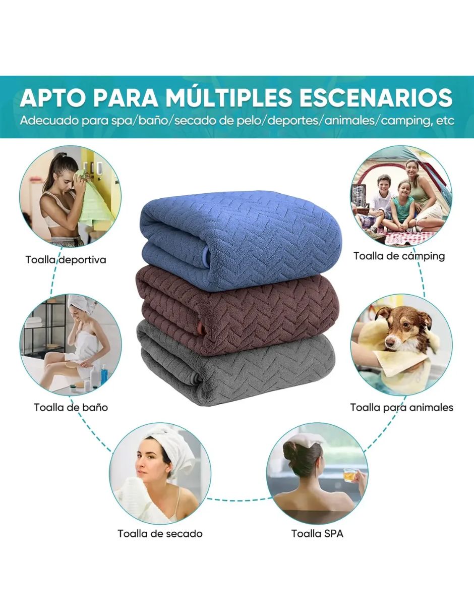 Set toallas de microfibra 3 piezas 2
