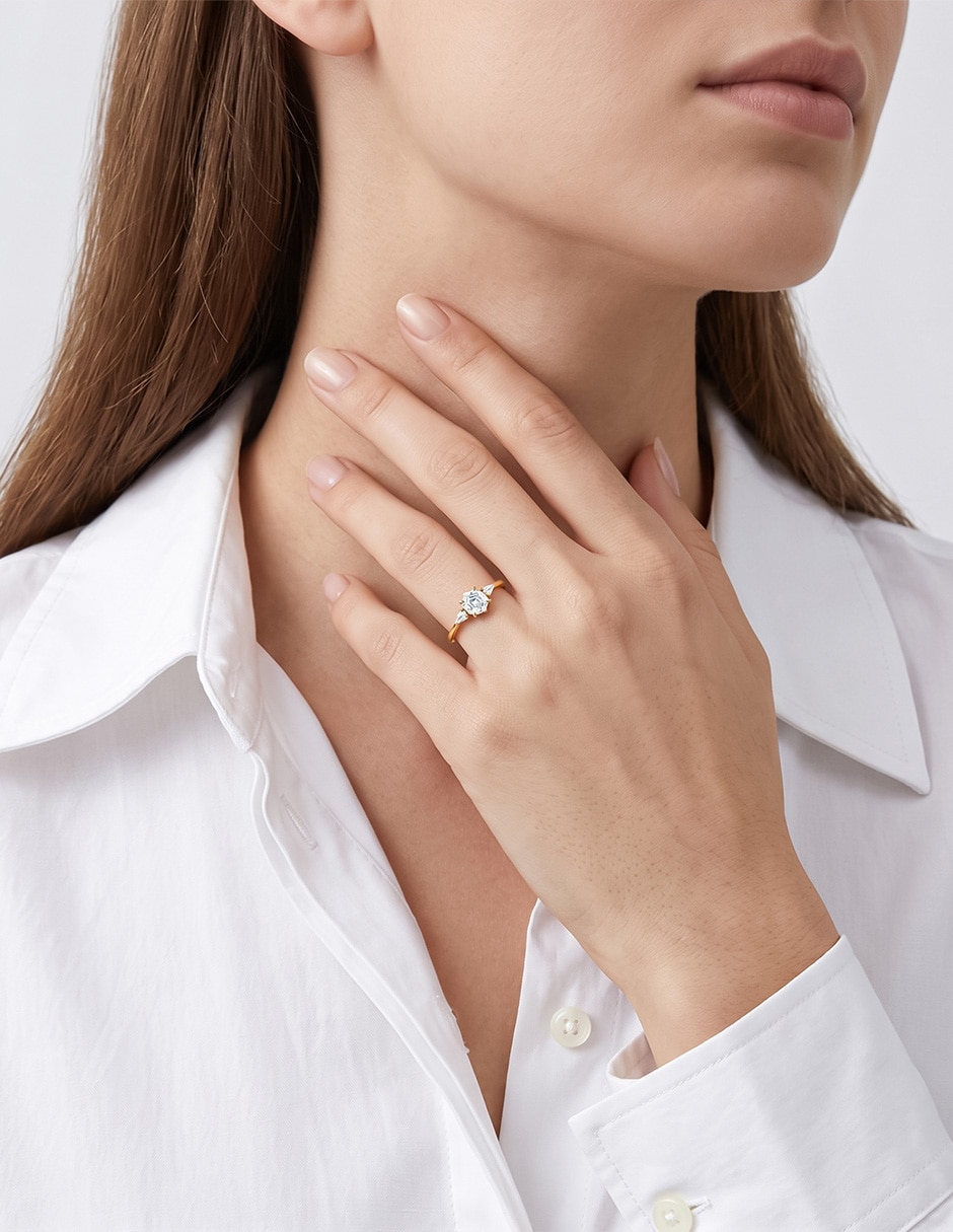 Anillo de compromiso de 14 k zirconia 5