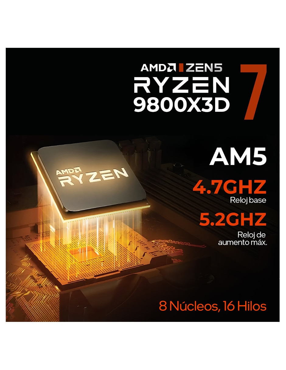 Computadora gamer no incluye monitor amd ryzen 7 nvidia geforce rtx 5060 Ti 16 gb ram 1tb 9