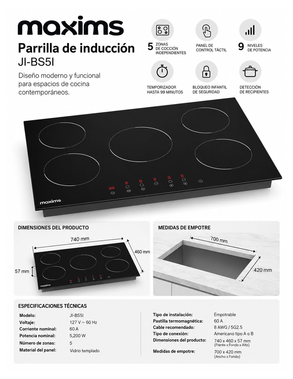 Parrilla a Inducción empotrable