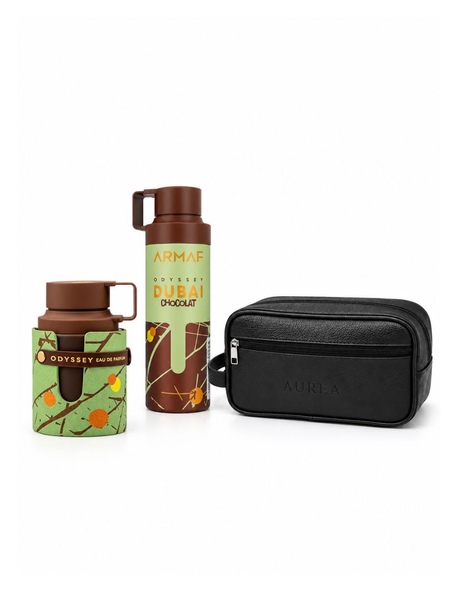 Kit eau de parfum odyssey dubai chocolate + body para unisex