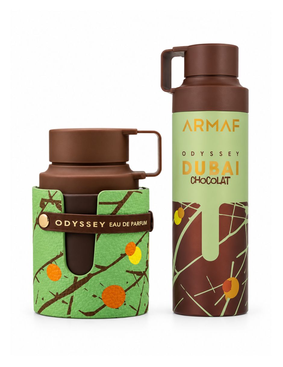 Kit eau de parfum odyssey dubai chocolate + body para unisex