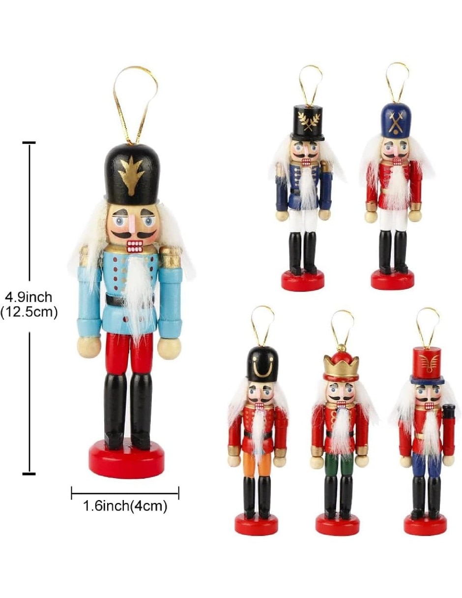 Set de figura decorativa de cascanueces navidad de madera 6