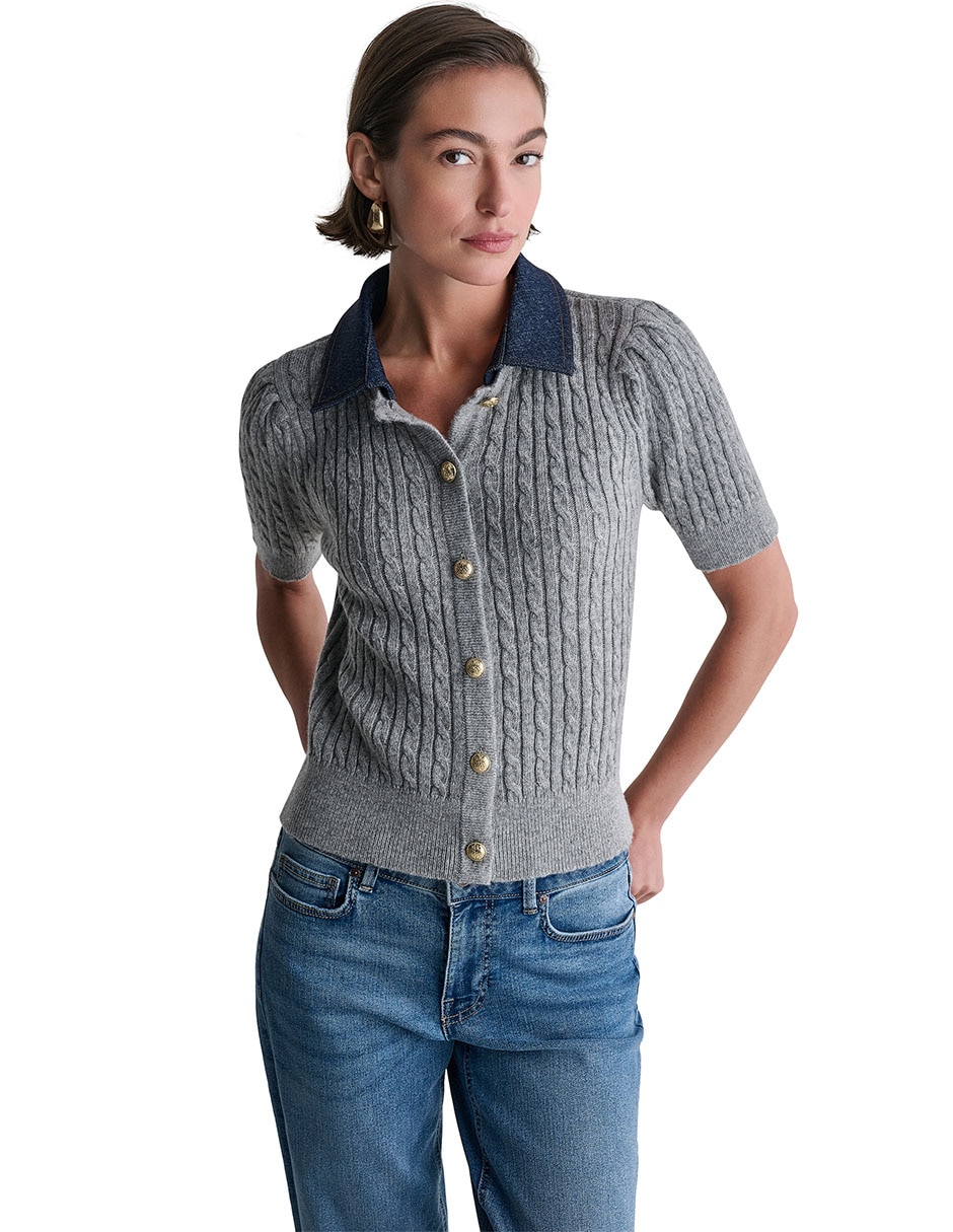 Suéter cuello camisero para mujer