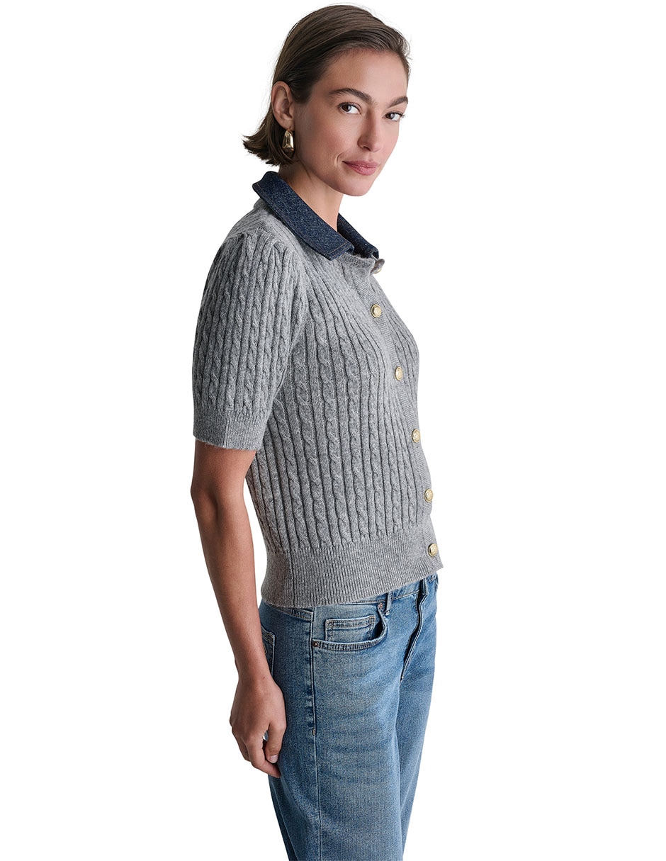 Suéter cuello camisero para mujer