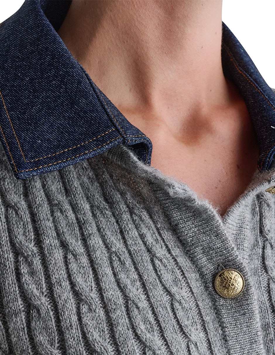 Suéter cuello camisero para mujer