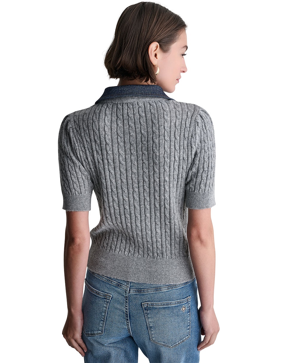 Suéter cuello camisero para mujer