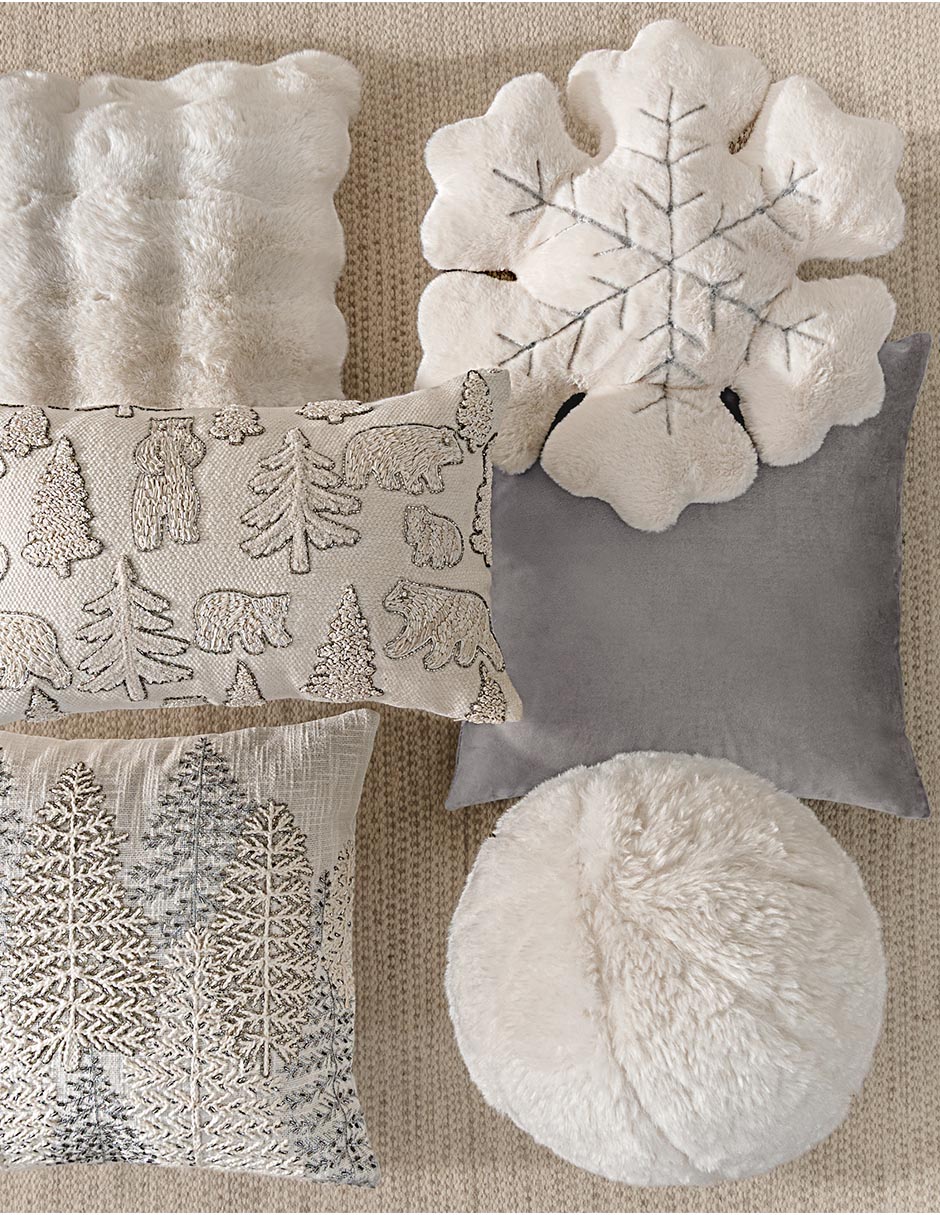 Cojín decorativo copo blanco navidad 5
