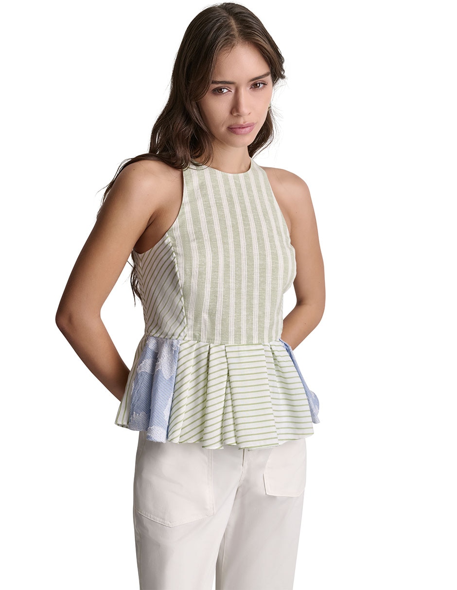 Blusa peplum sin manga para mujer