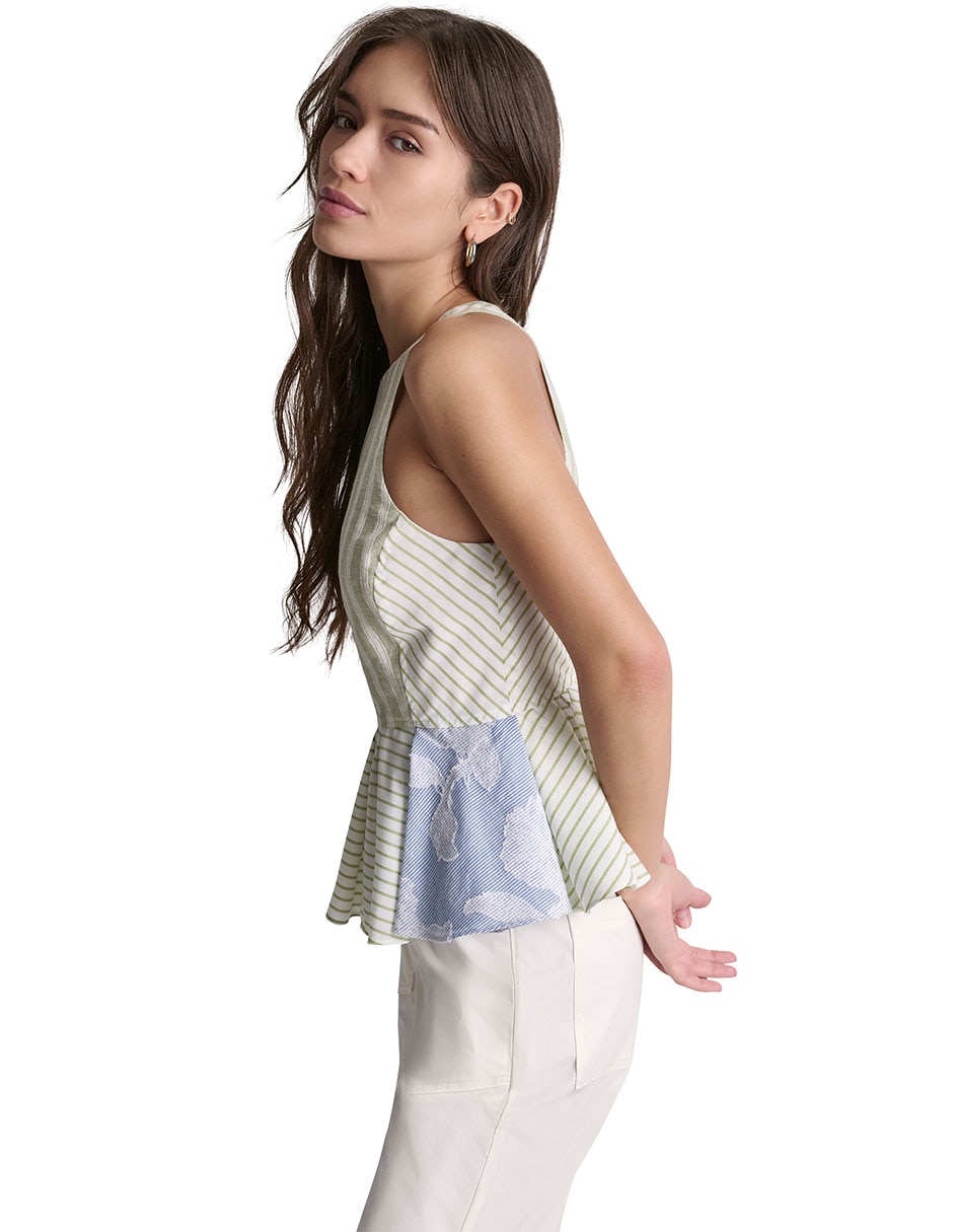 Blusa peplum sin manga para mujer