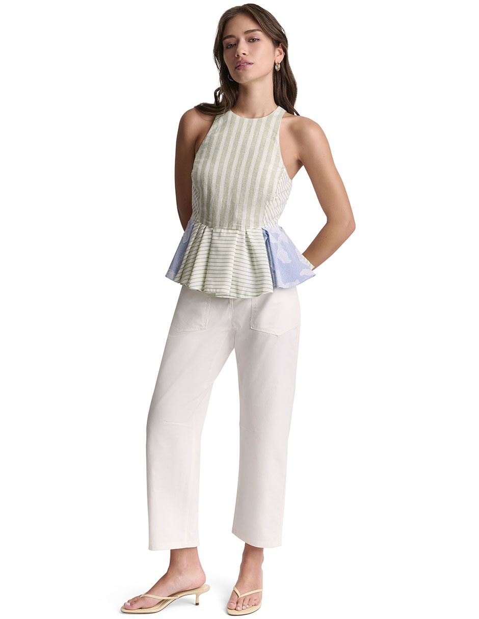 Blusa peplum sin manga para mujer