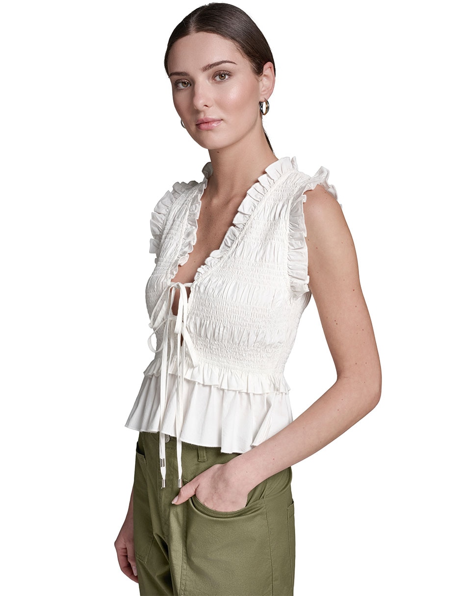 Blusa peplum sin manga para mujer