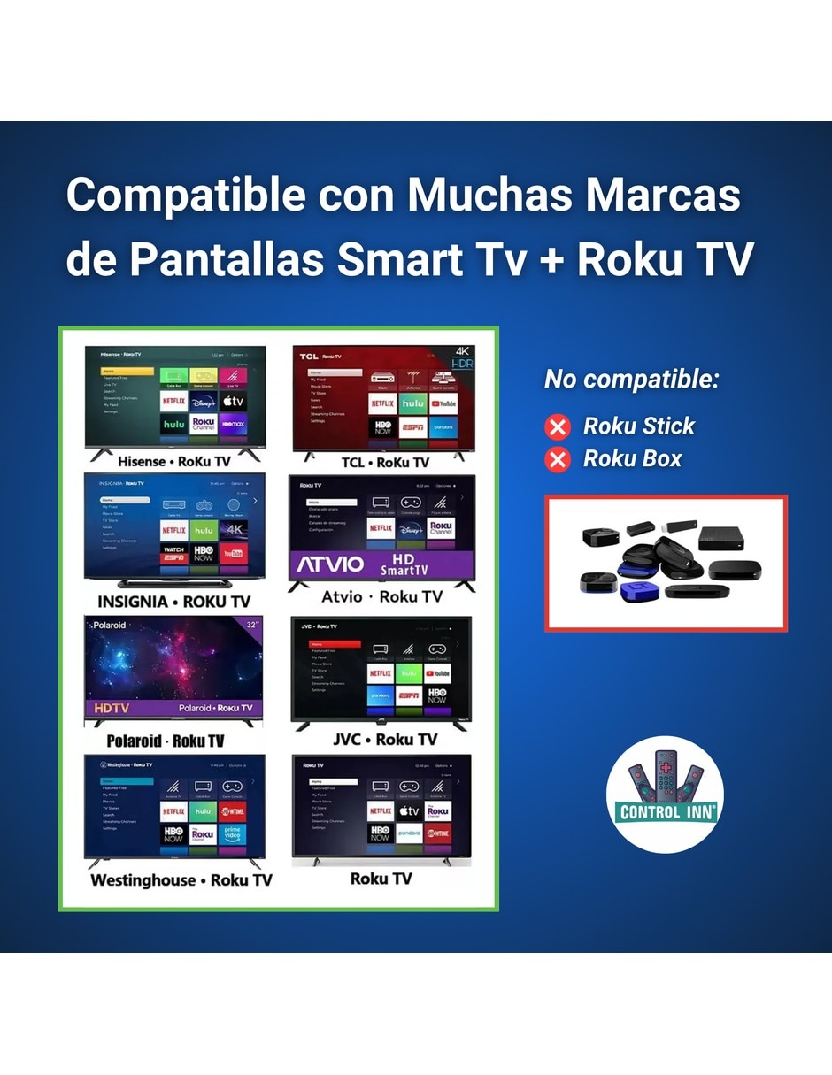Control remoto para Smart TV Sanyo Roku Tv 8 Botones Apps 3