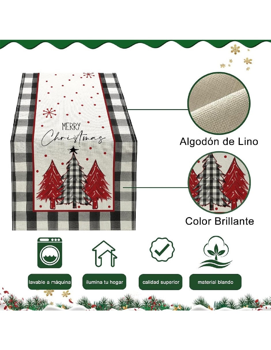 Camino mesa rectangular navidad 4