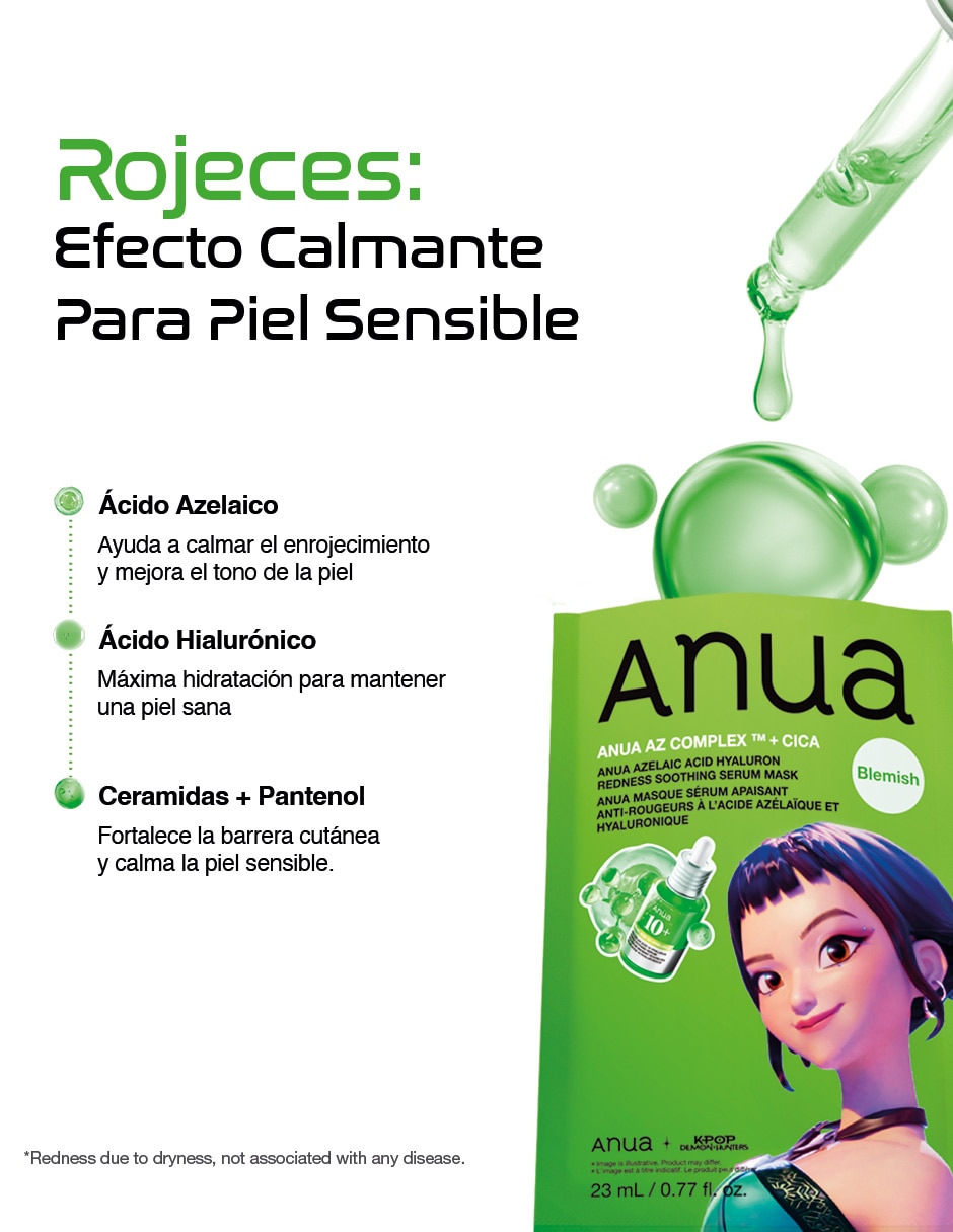Set mascarilla facial Dúo mascarillas calmantes Heartleaf + Azelaic Acid para antiedad Anua 4