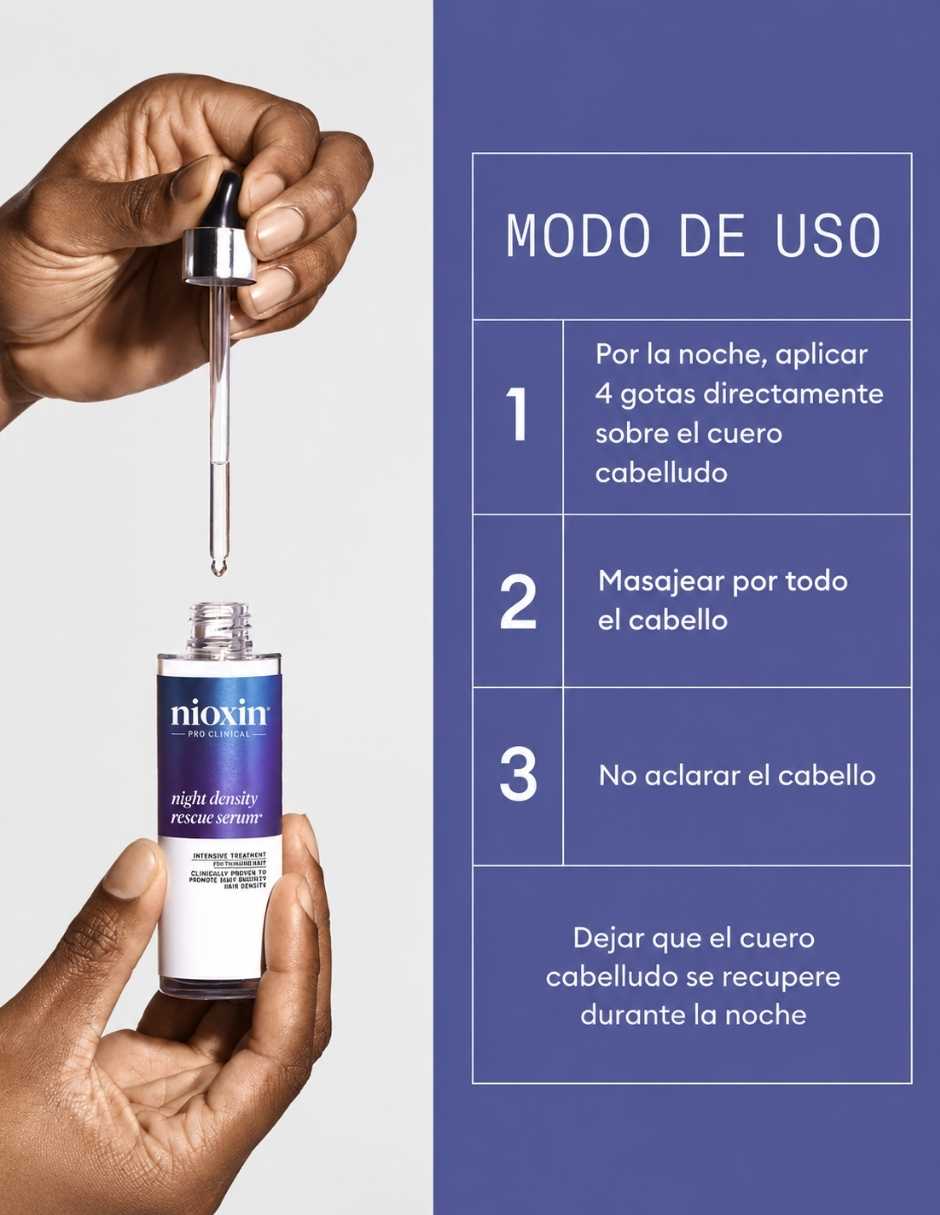 Sérum anticaída para cuero cabelludo Night Density Rescue sérum nocturno para mayor apariencia de densidad 70 ml Nioxin de todo tipo de piel