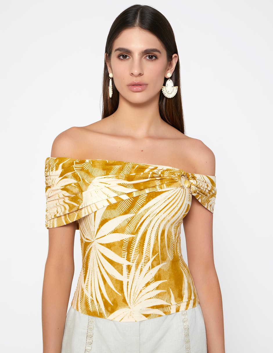 Blusa atenas tropical manga corta para mujer Blusa atenas tropical manga corta para mujer