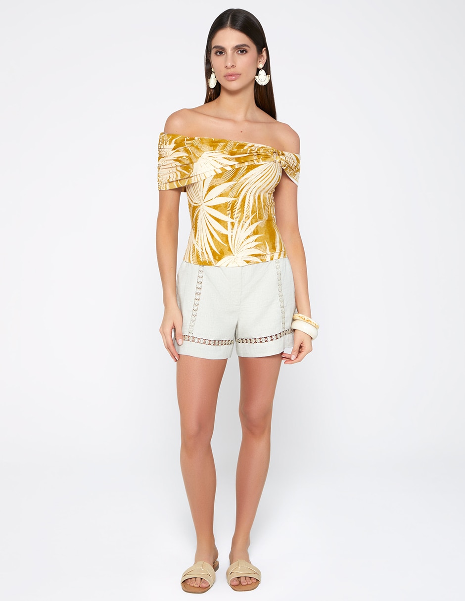 Blusa atenas tropical manga corta para mujer 5