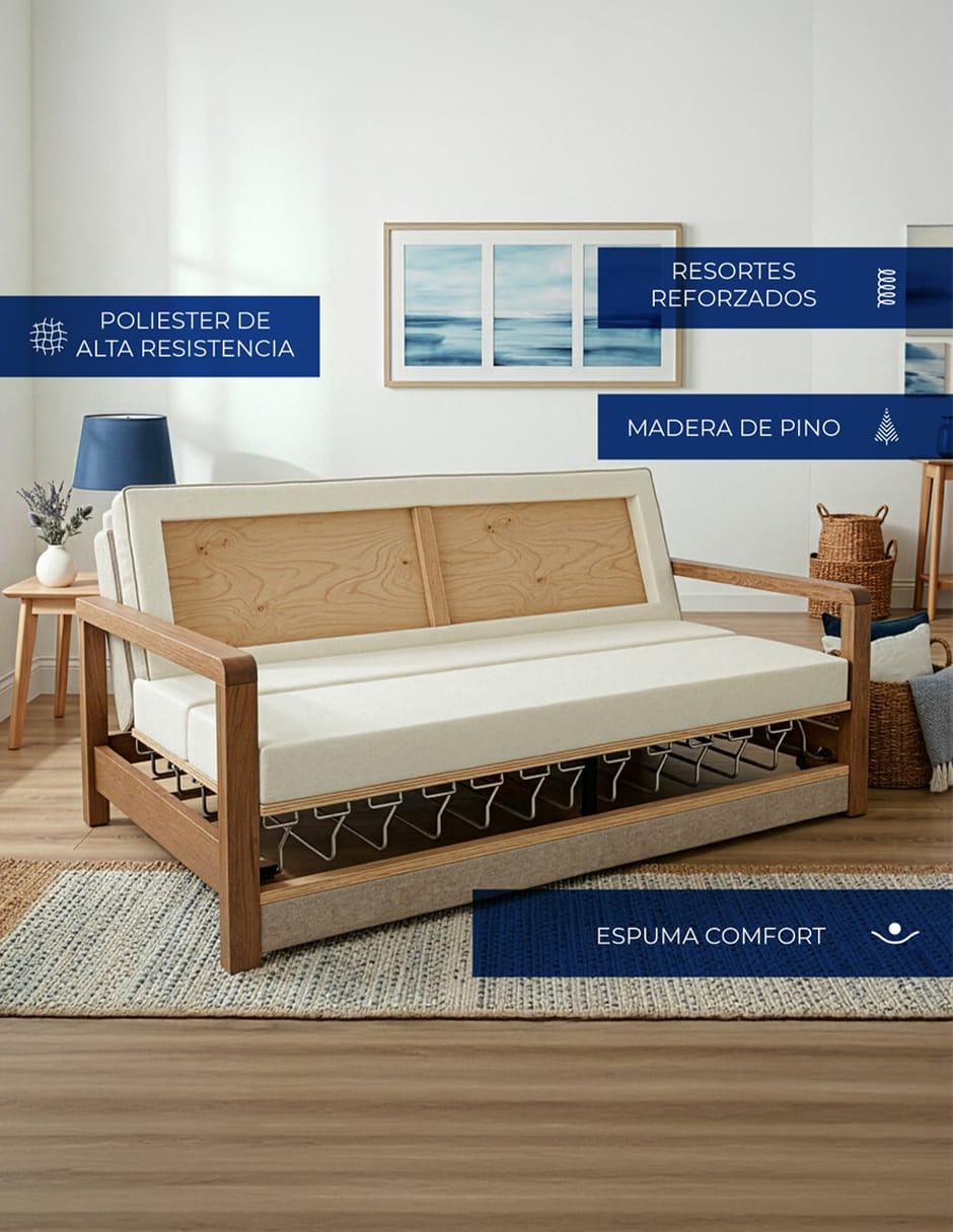 Sofá cama armable de madera pino 9