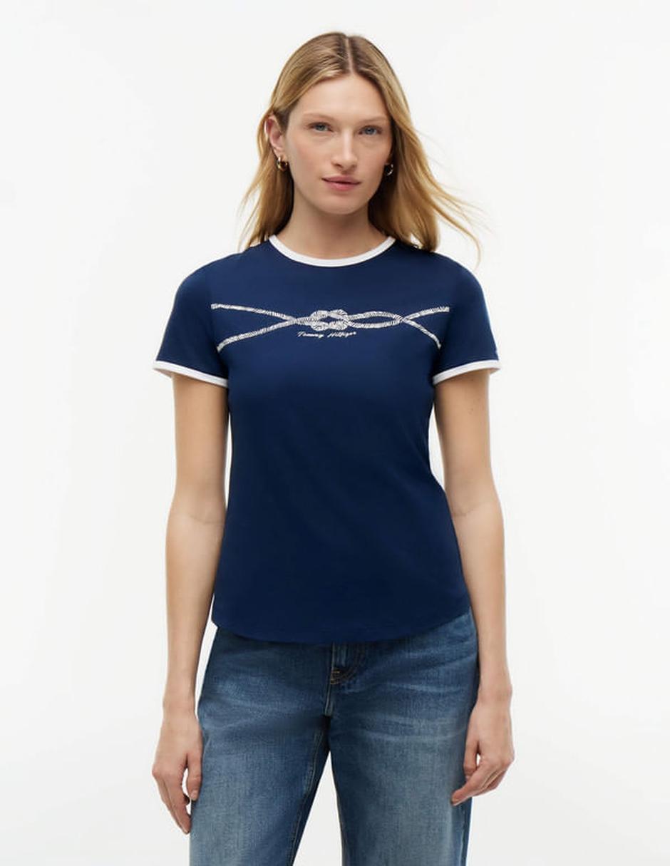 Playera manga corta cuello redondo para mujer
