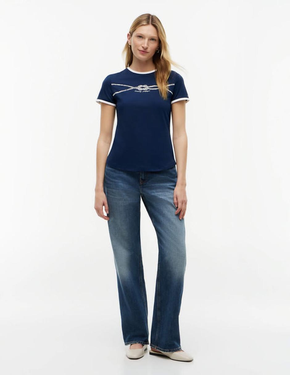 Playera manga corta cuello redondo para mujer