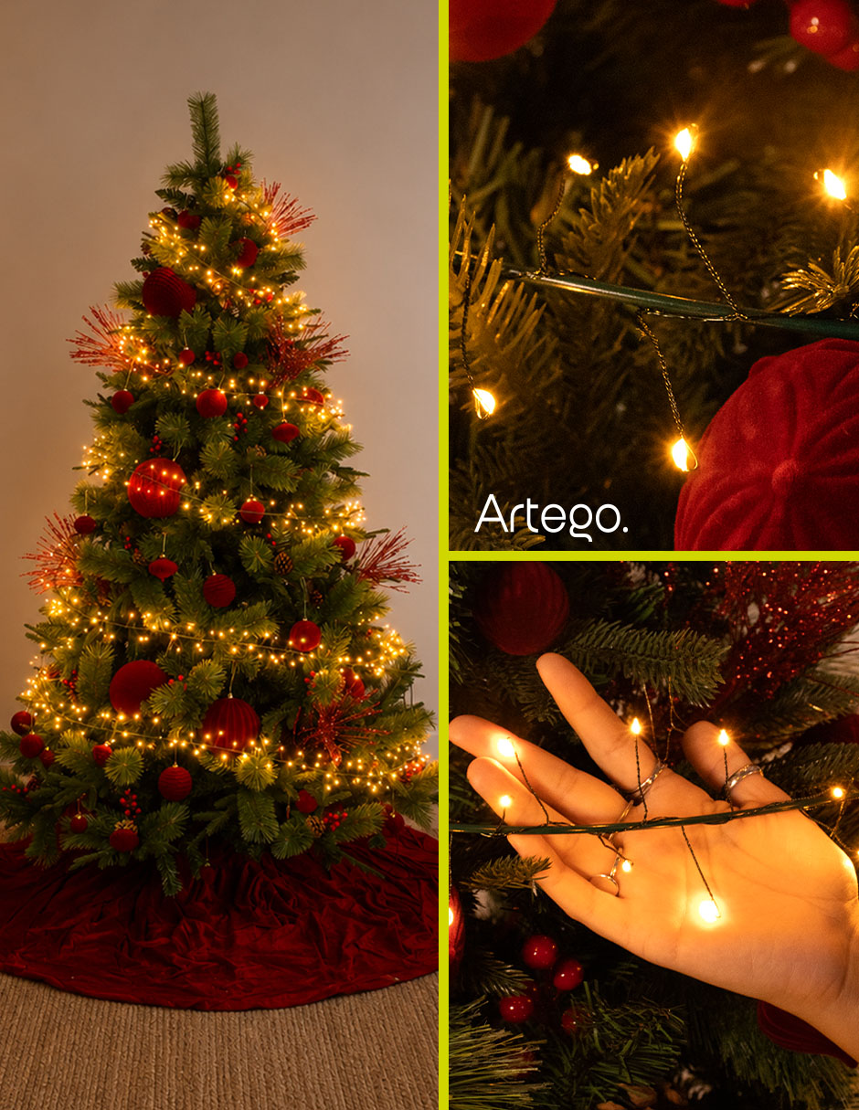 Serie luces led navidad haine luz cálida cable de acero verde haine con 600 focos 4