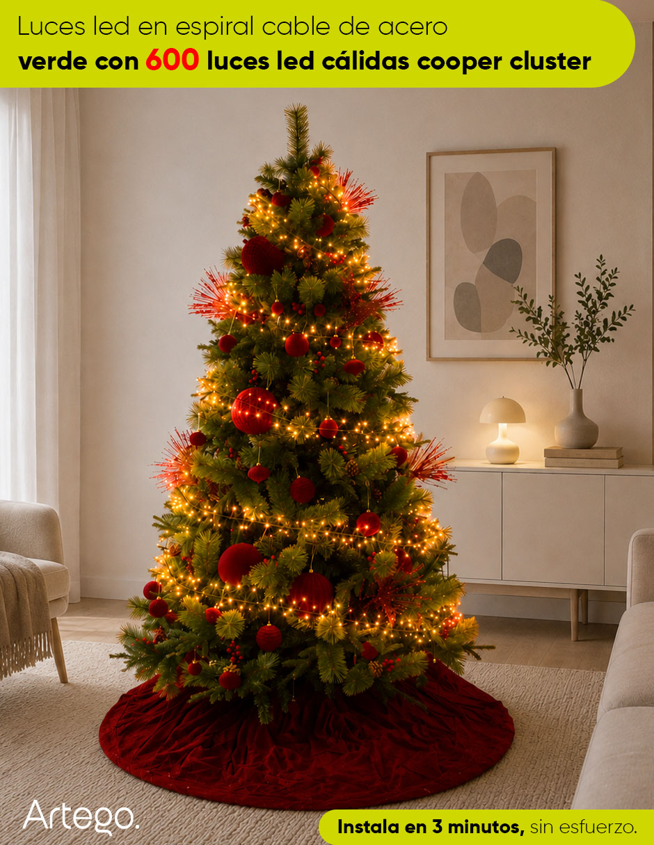 Serie luces led navidad haine luz cálida cable de acero verde haine con 600 focos 3