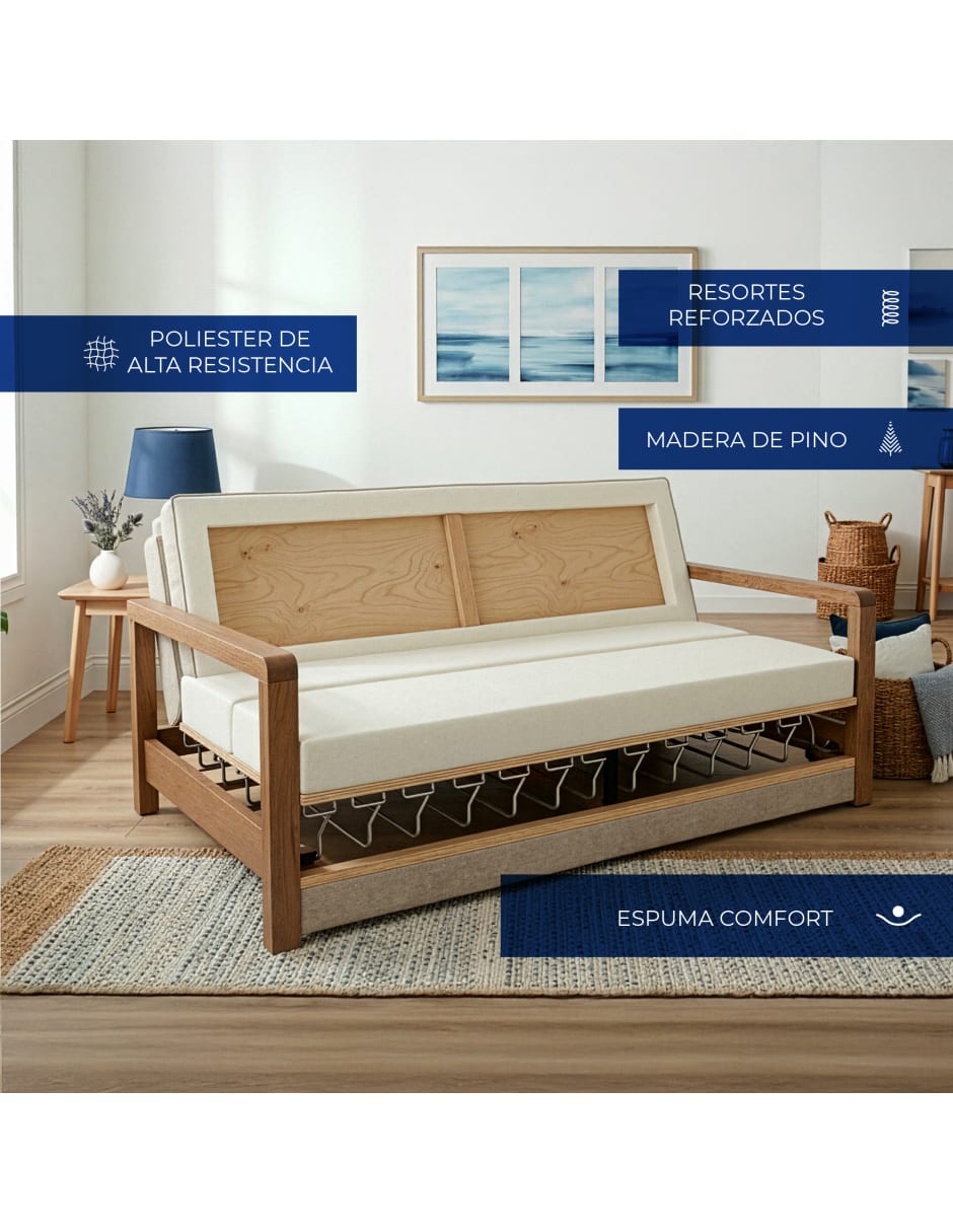 Sofá cama armable Sspring Air de madera pino 4