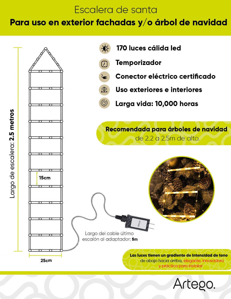 Serie luces led escalera gradiente de intensidad adak adak con 170 focos 6