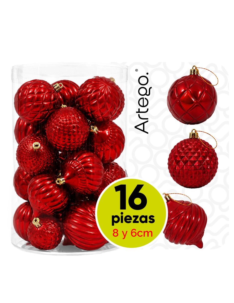Set de esfera navideña línea caramel 3 texturas y acabados diferentes zurich con 16 piezas