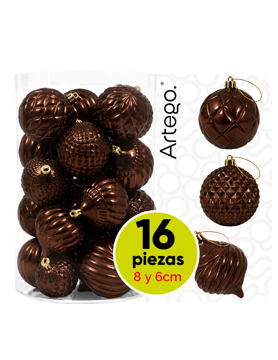 Set de esfera navideña Línea Caramel 3 texturas y acabados diferentes BERNA con 16 piezas Set de esfera navideña Línea Caramel 3 texturas y acabados diferentes BERNA con 16 piezas