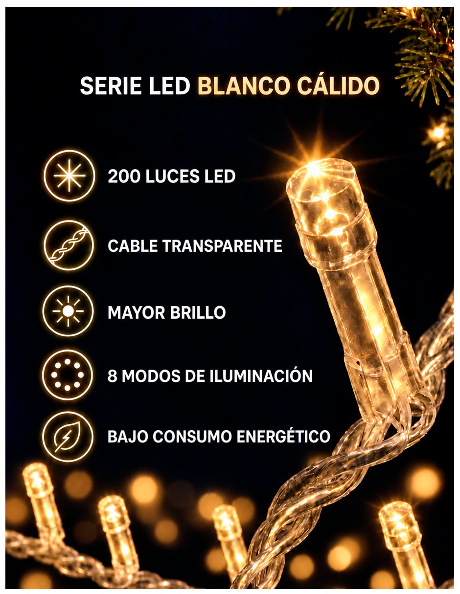 Set de luces led dy-200ul-2pzas con 200 focos 4