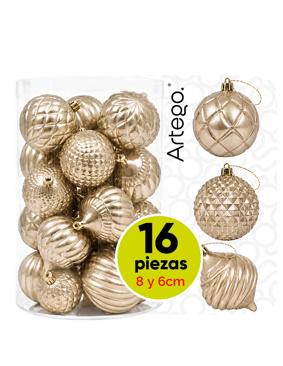 Set de esfera navideña línea caramel 3 texturas y acabados diferentes ginebra con 16 piezas Set de esfera navideña línea caramel 3 texturas y acabados diferentes ginebra con 16 piezas