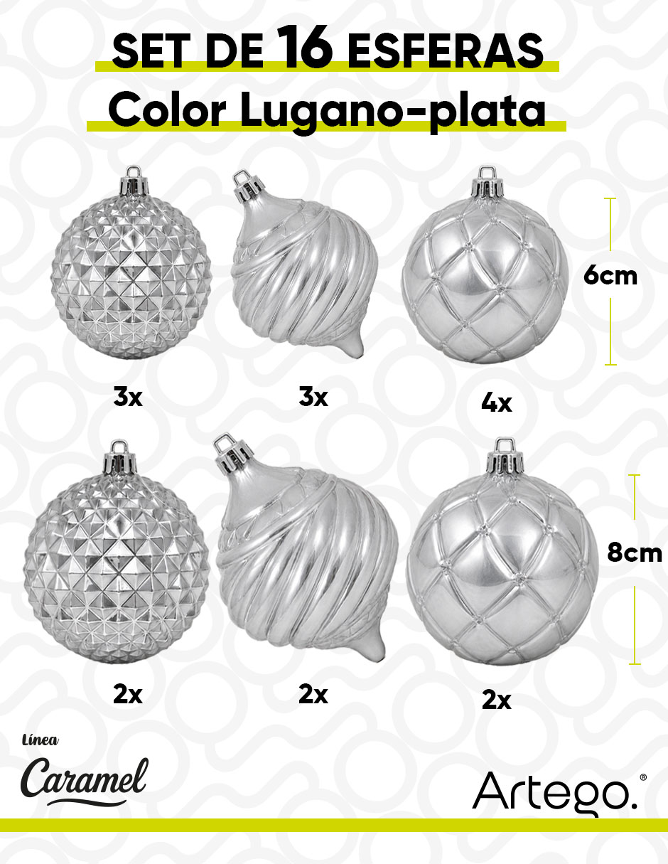 Set de esfera navideña línea caramel 3 texturas y acabados diferentes lugano con 16 piezas 6