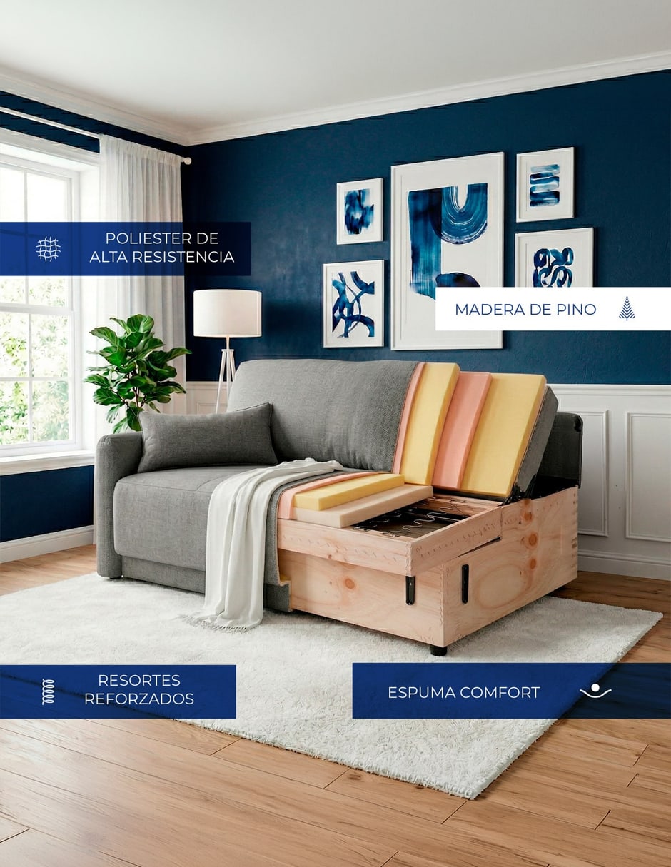 Sofá cama armable de madera pino 2